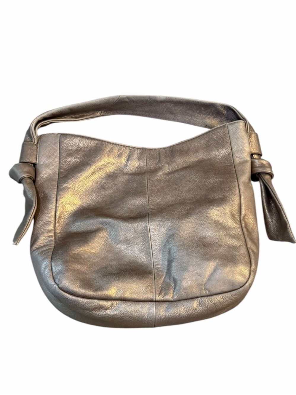 FRYE Nora Knotted Tote Metallic Gold Leather Hobo Shoulder Bag